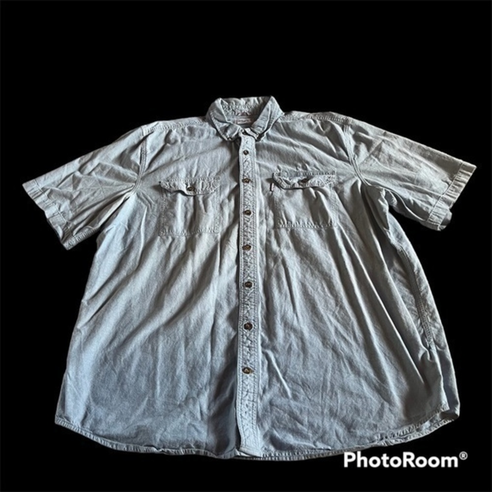 Men’s Carhartt blue button down shirt sleeve shirt 2XL Tall